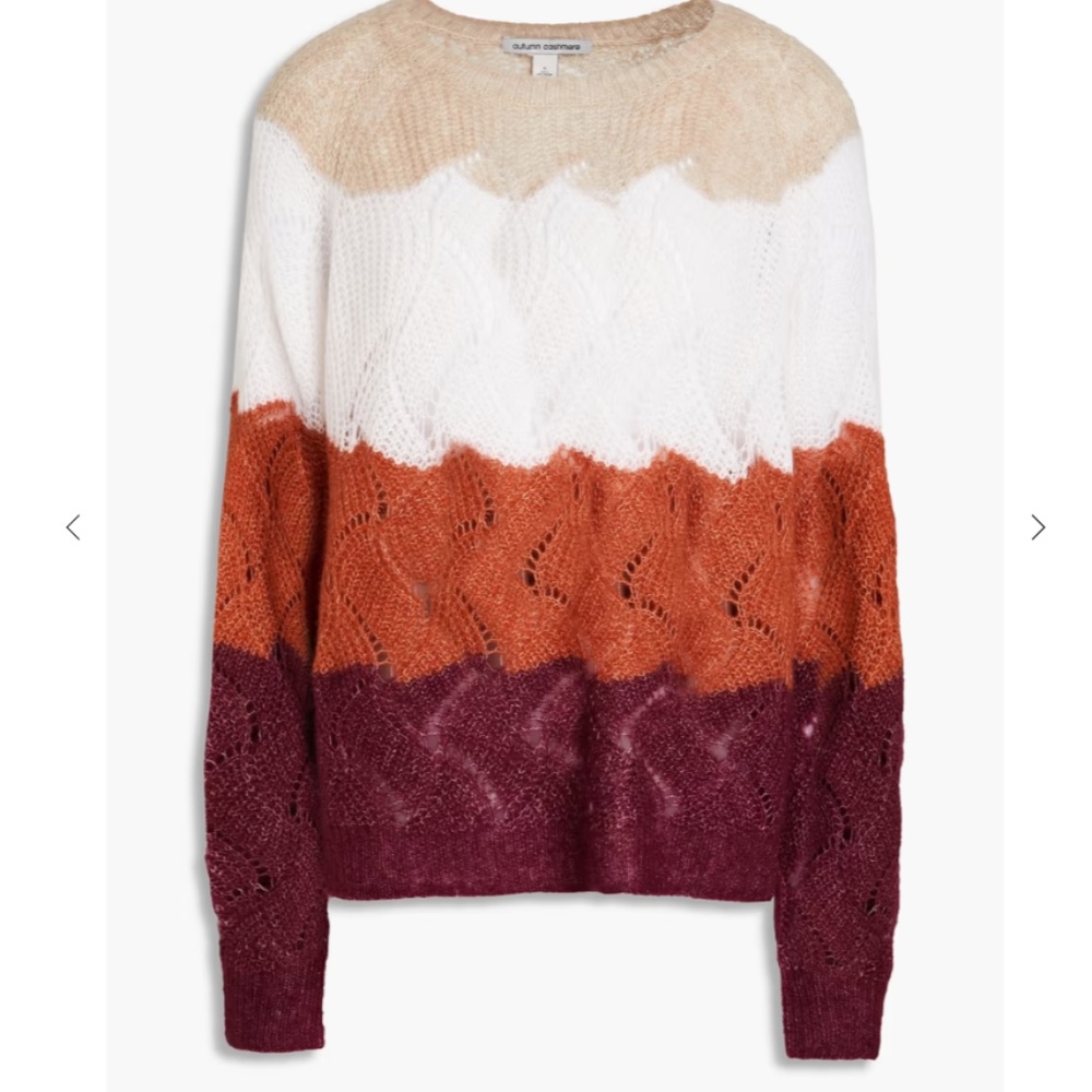 Striped Wave Stitch Cashmere and Silk-blend Sweater from AUTUMN CASHMERE - Picture 3 of 10